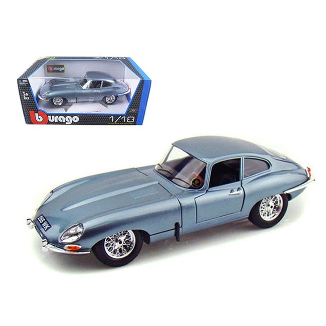1961 Jaguar E Type Coupe Blue Metallic 1/18 Diecast Model Car by Bburago