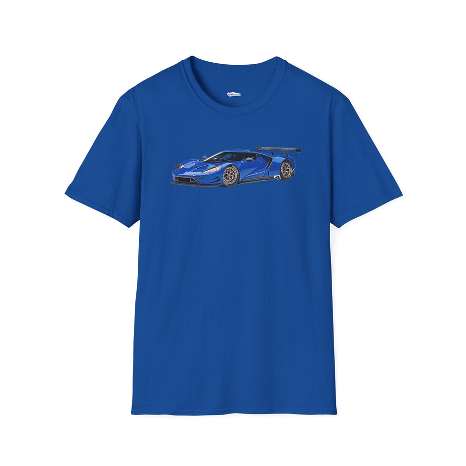 Modern Vector Art Style Blue Ford GT Le Mans Race Car T-Shirt