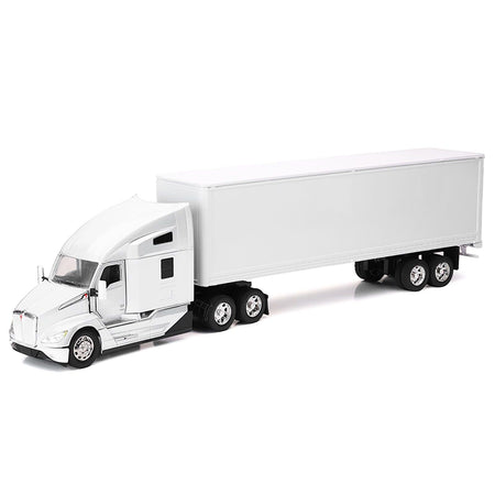 Kenworth T680 Truck White with Dry Van Trailer White "Long Haul Trucker" Series 1/32 Diecast Model by New Ray