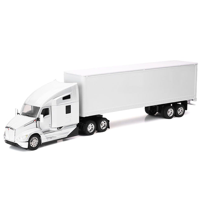 Kenworth T680 Truck White with Dry Van Trailer White "Long Haul Trucker" Series 1/32 Diecast Model by New Ray