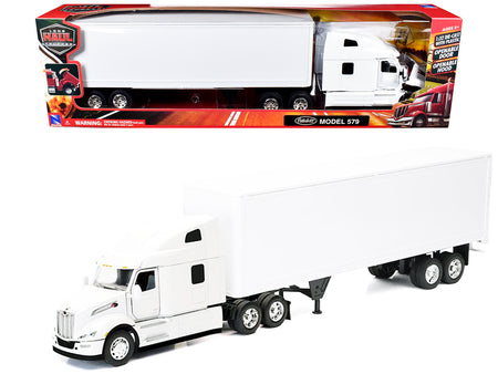 Peterbilt 579 Truck White with Dry Goods Trailer White "Long Haul Truckers" Series 1/32 Diecast Model by New Ray