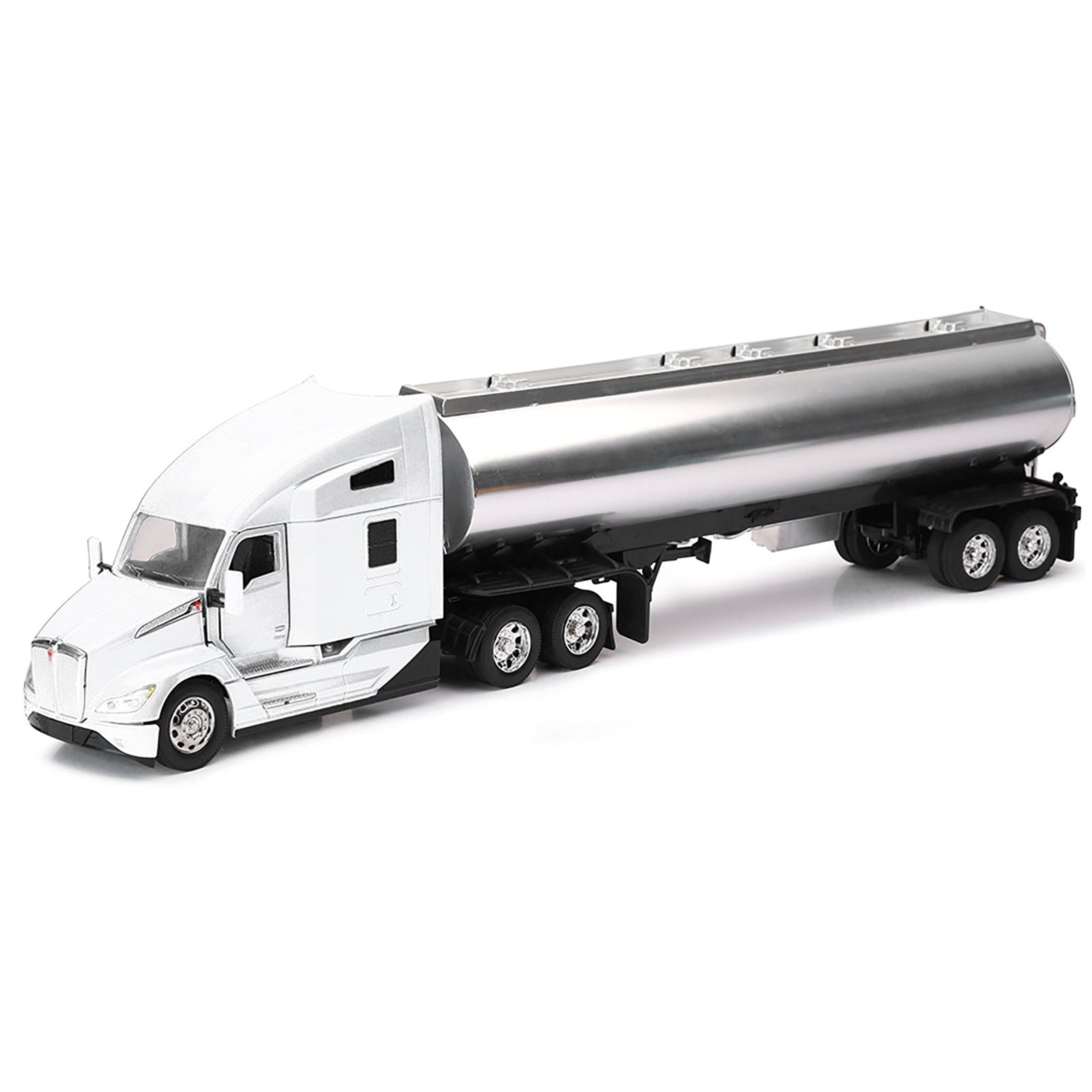 Kenworth T680 Truck White with Oil Tanker Trailer Chrome "Long Haul Trucker" Series 1/32 Diecast Model by New Ray