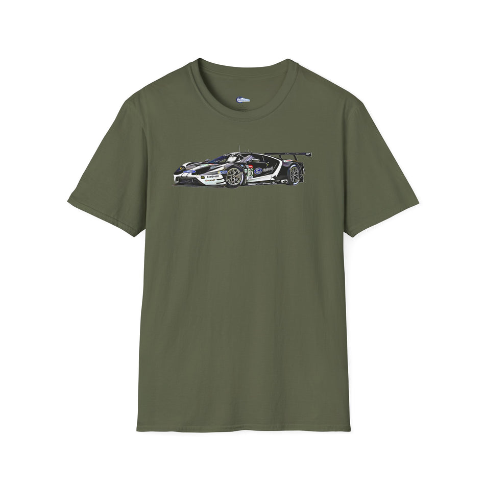 Cartoon Art 24 Hours of Le Mans Ford GT Unisex T-Shirt - Racing Enthusiast Apparel