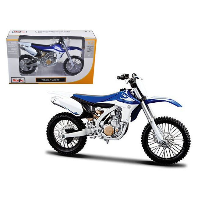Yamaha YZ450F Blue and White 1/12 Diecast Motorcycle Model by Maisto