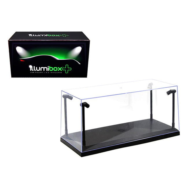 Collectible Display Show Case with LED Lights and Black Base for 1/24 1/18  Models by Illumibox