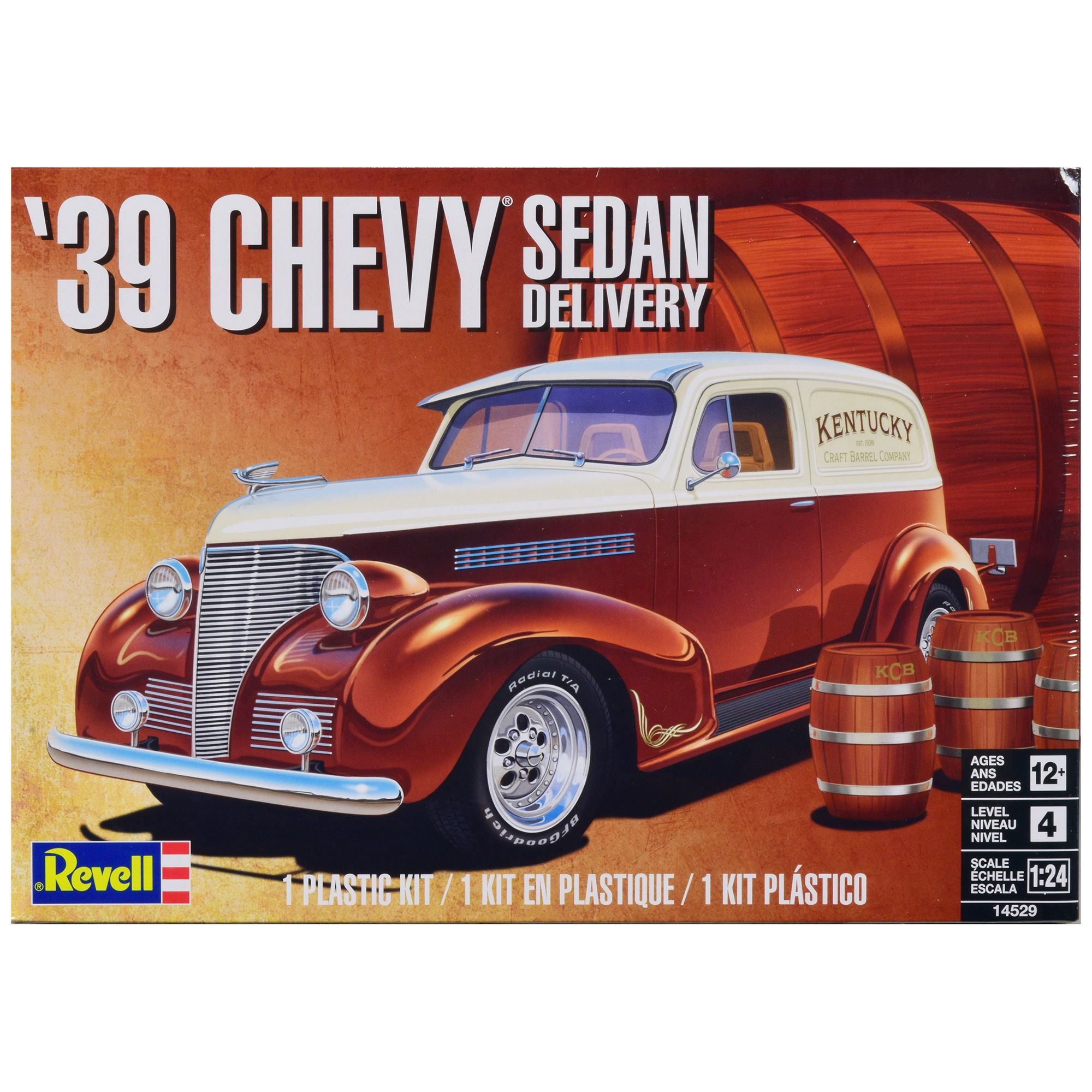 Level 4 Model Kit 1939 Chevrolet Sedan Delivery with Barrel Accessories 1/24 Scale Model by Revell