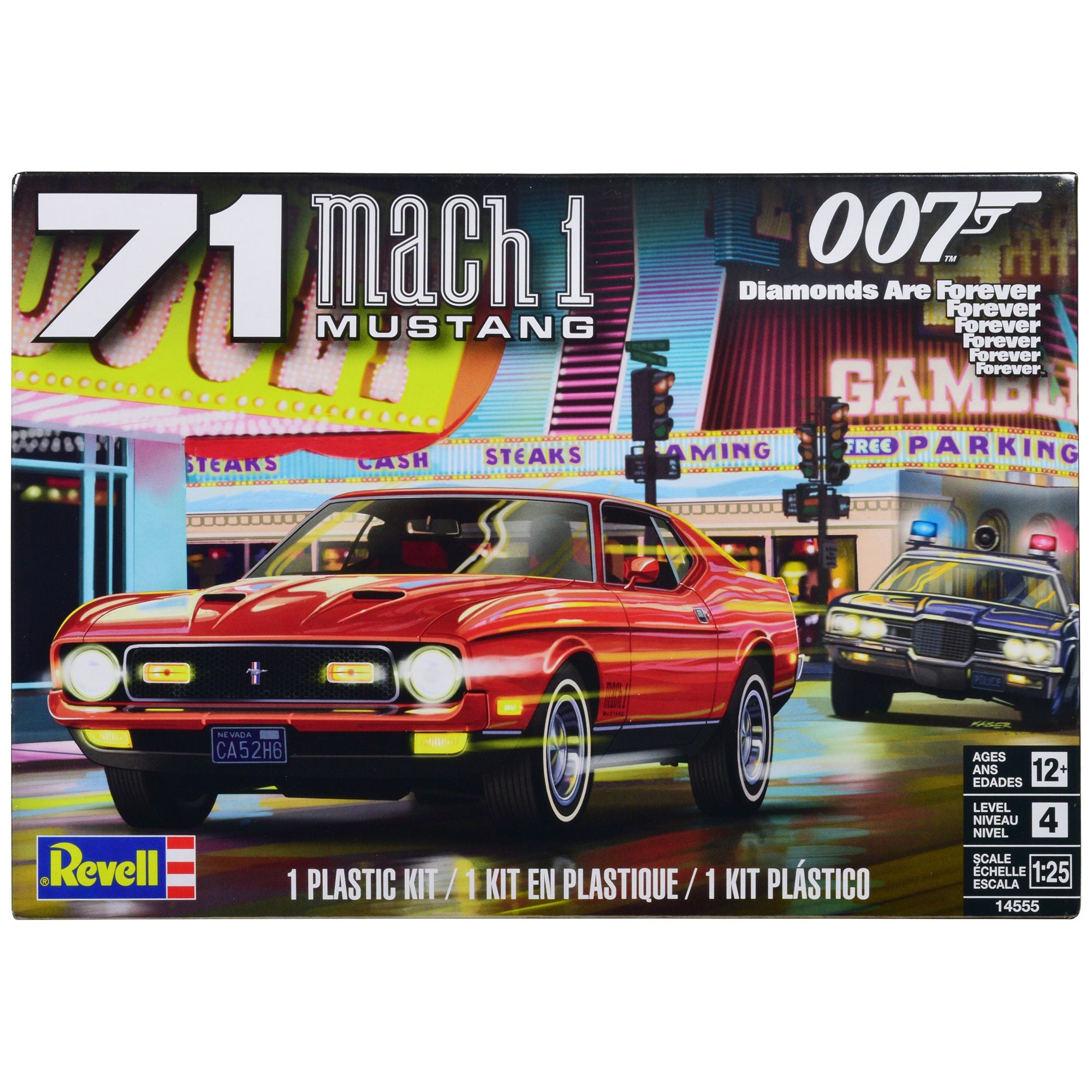 Level 4 Model Kit 1971 Ford Mustang Mach 1 James Bond 007 "Diamonds Are Forever" (1971) Movie 1/25 Scale Model by Revell