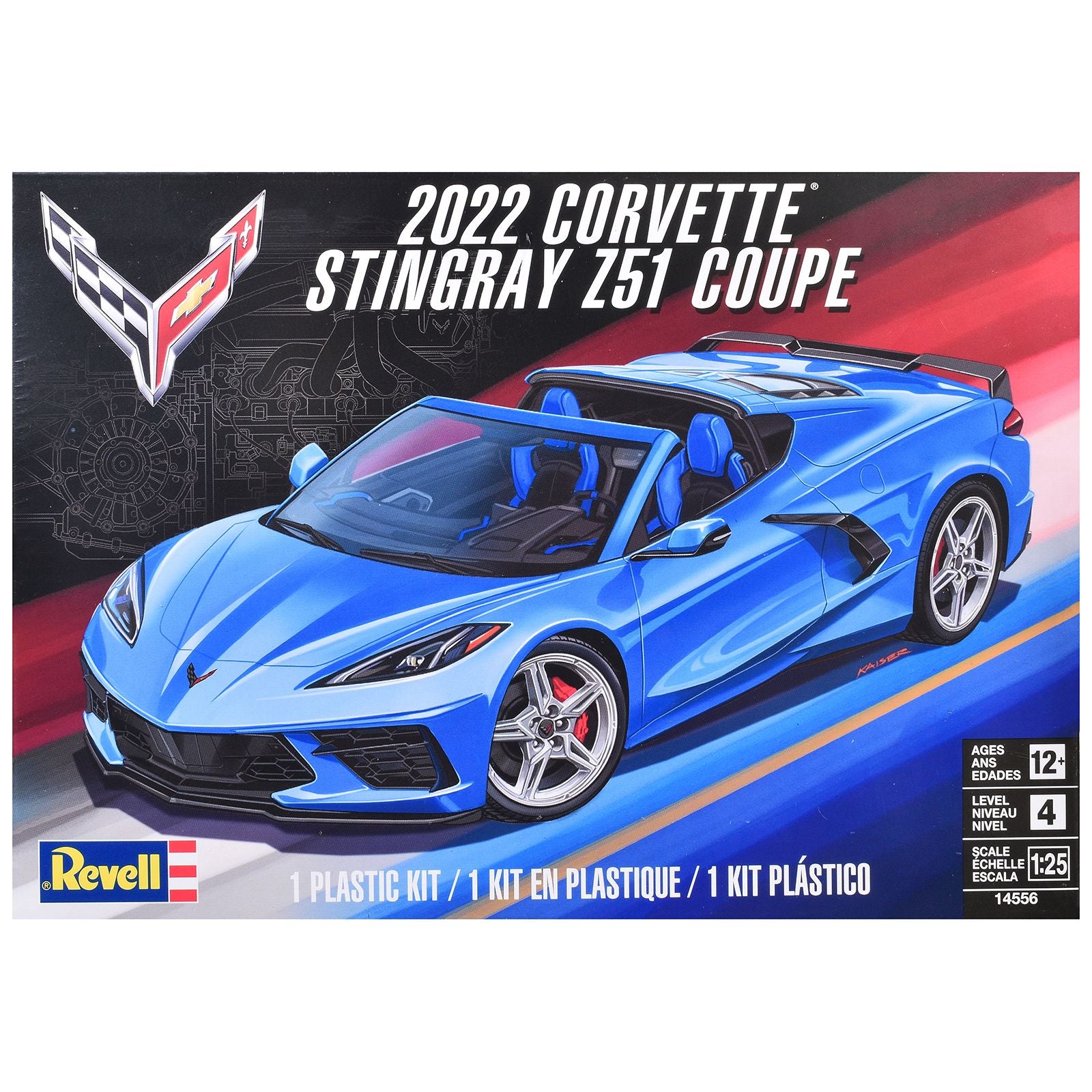 Level 4 Model Kit 2022 Chevrolet Corvette Stingray Z51 Coupe 1/25 Scale Model by Revell
