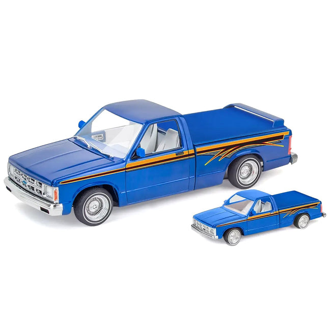 Level 4 Model Kit 1991 Chevrolet S-10 Lowrider Pickup Truck with 1/64 Diecast Version Included "Big + Little Series" 1/25 Scale Model by Revell