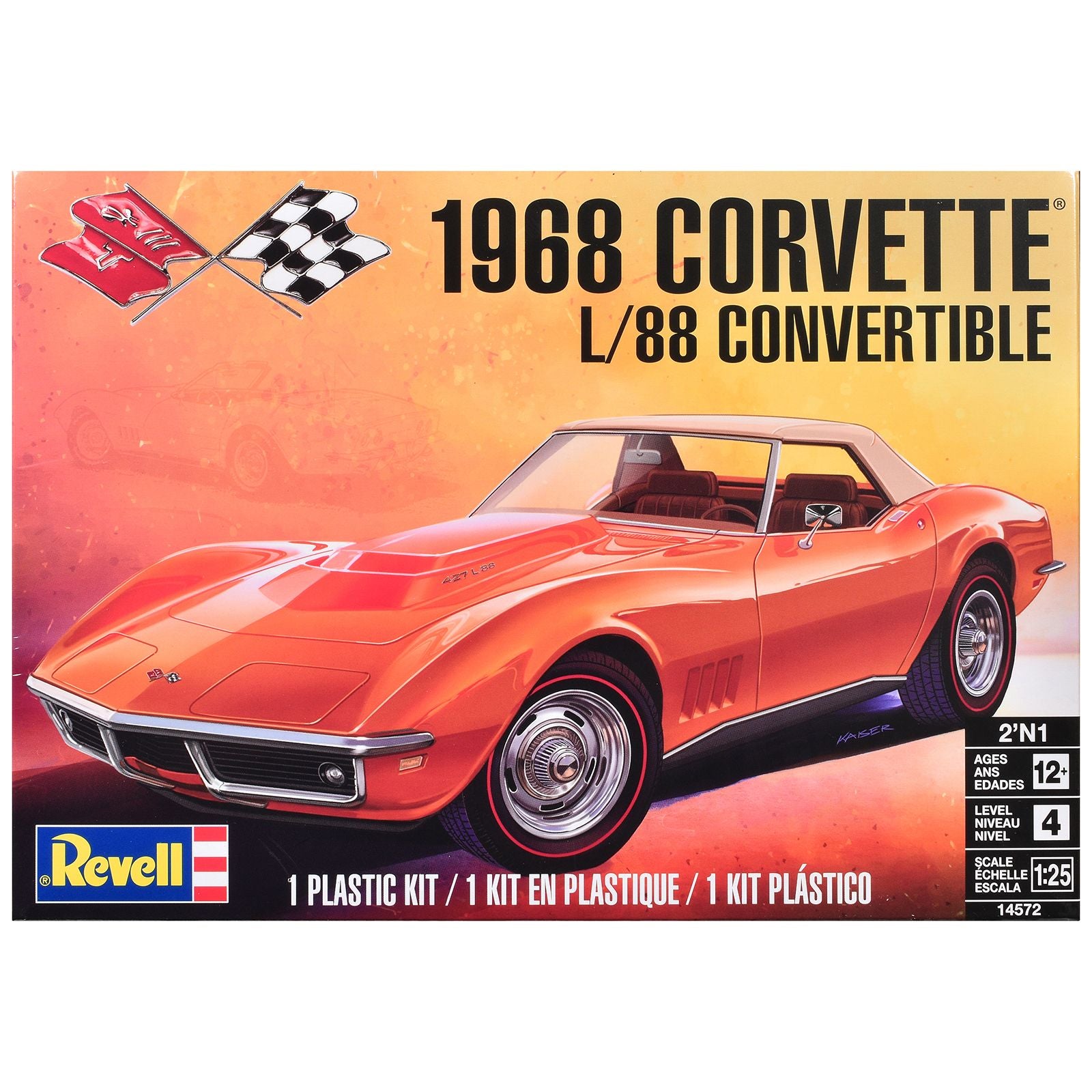 Level 4 Model Kit 1968 Chevrolet Corvette L/88 Convertible 2-in-1 1/25 Scale Model by Revell