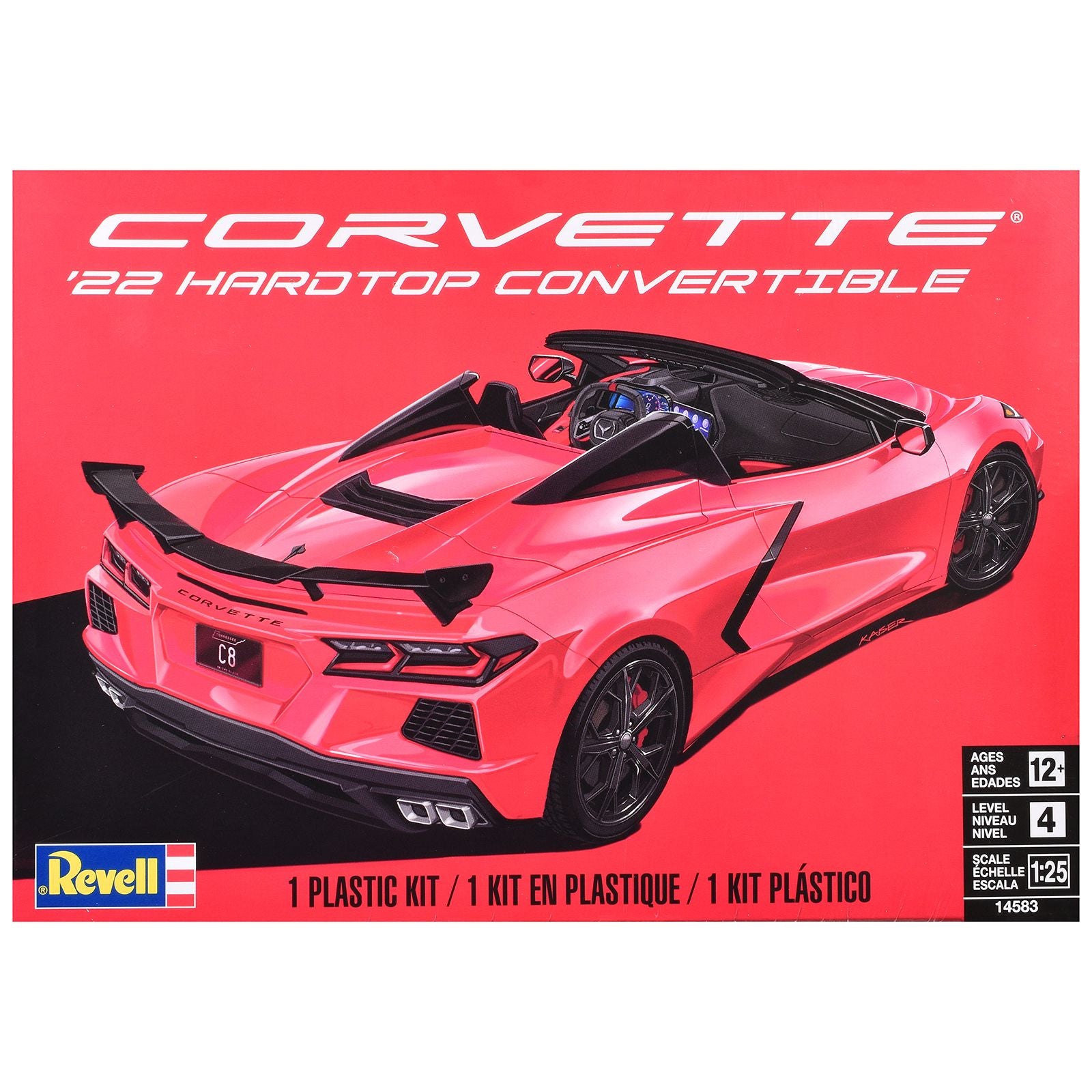 Level 4 Model Kit 2022 Chevrolet Corvette C8 Hardtop Convertible 1/25 Scale Model by Revell
