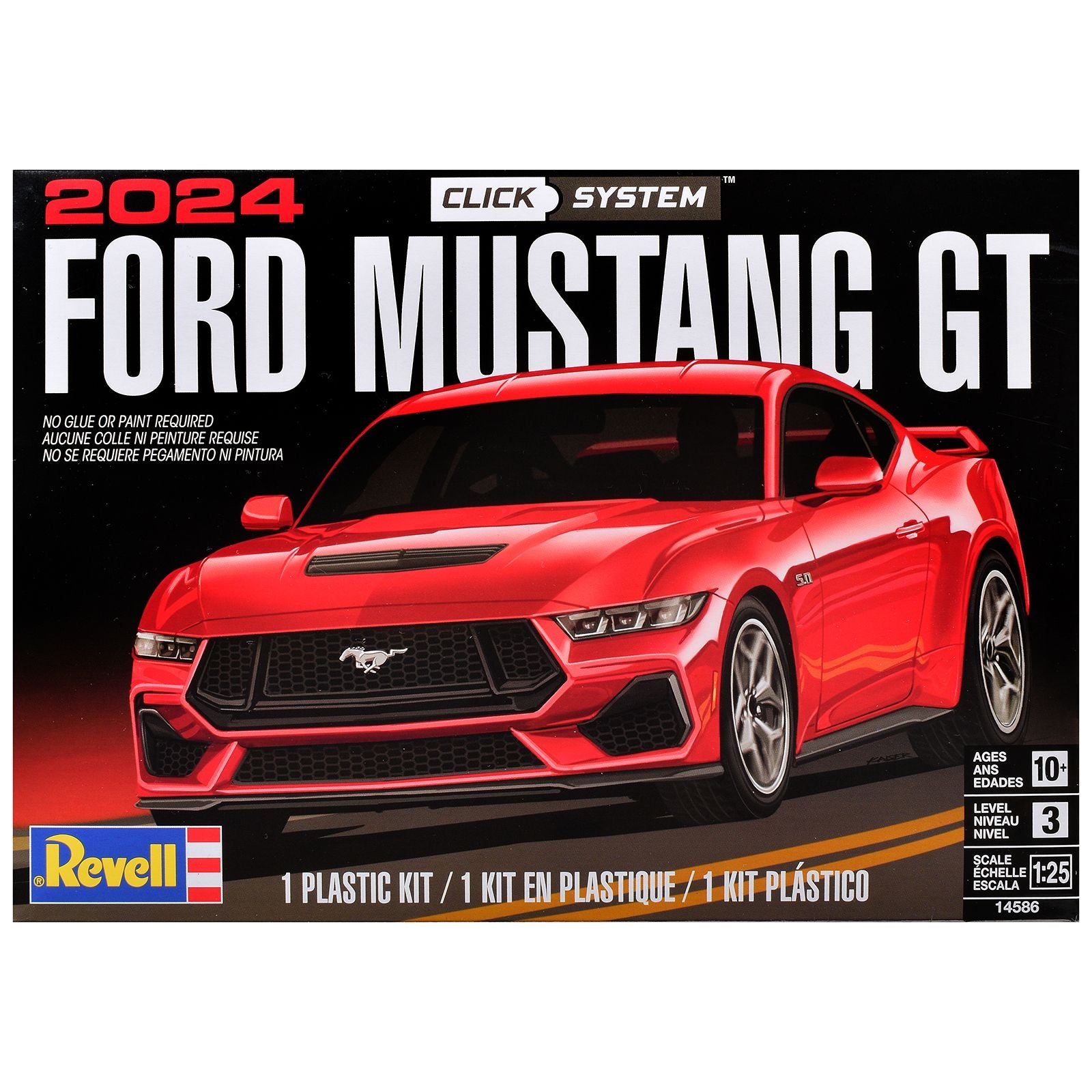 Level 3 Model Kit 2024 Ford Mustang GT 2-in-1 Kit (Level 3 Click System) 1/25 Scale Model by Revell