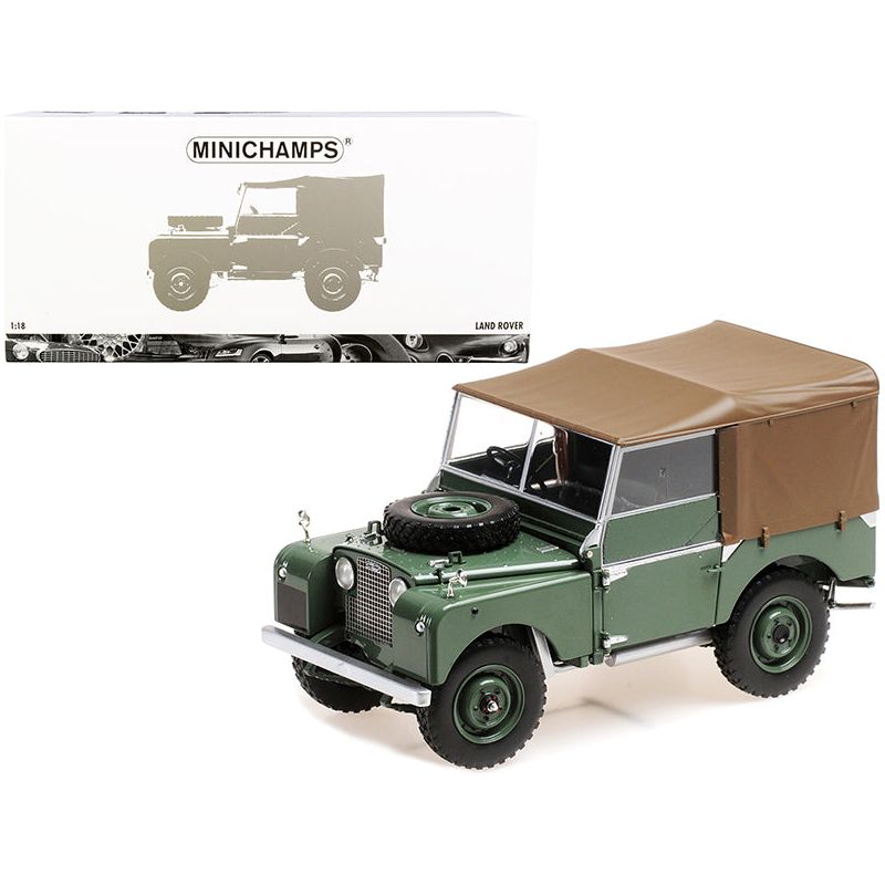 1949 Land Rover RHD (Right Hand Drive) Green with Brown Canopy 1/18 Diecast Model Car by Minichamps