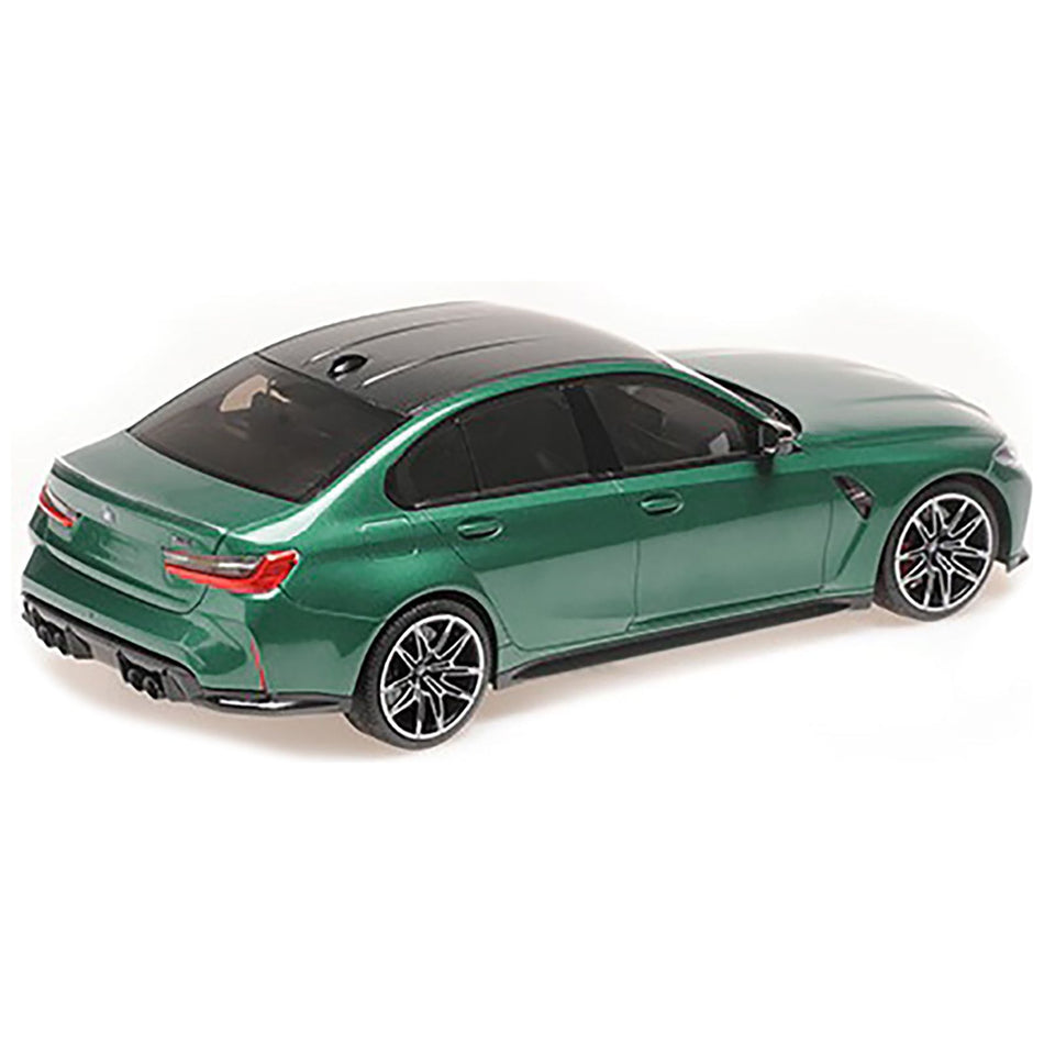 2020 BMW M3 Green Metallic with Carbon Top Limited Edition to 800 pieces Worldwide 1/18 Diecast Model Car by Minichamps