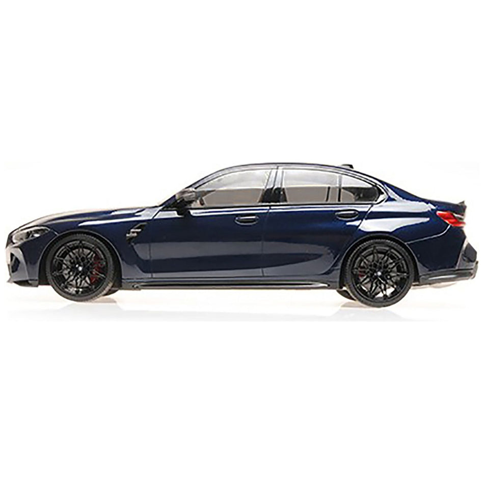 2020 BMW M3 Blue Metallic with Carbon Top Limited Edition to 740 pieces Worldwide 1/18 Diecast Model Car by Minichamps