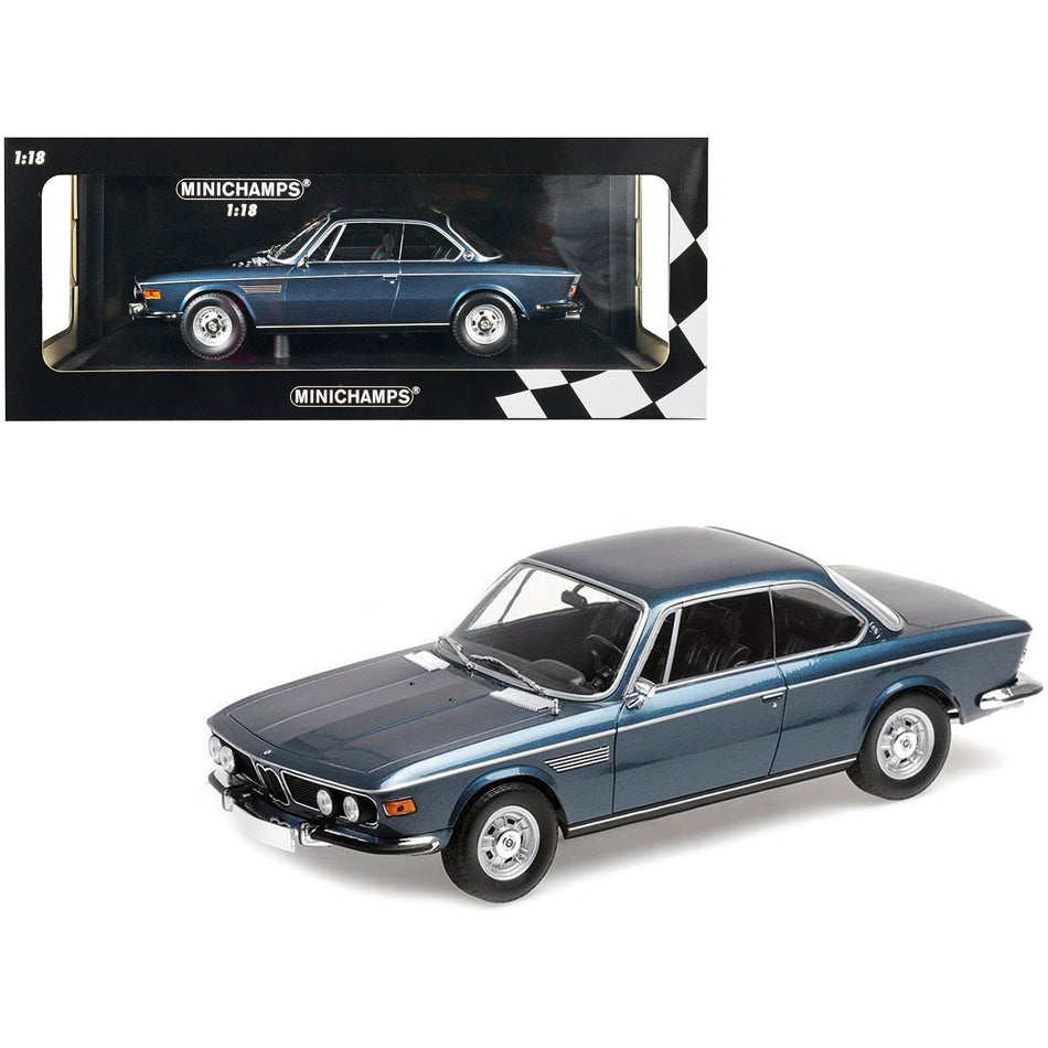 1968 BMW 2800 CS Blue Metallic Limited Edition to 600 pieces Worldwide 1/18 Diecast Model Car by Minichamps