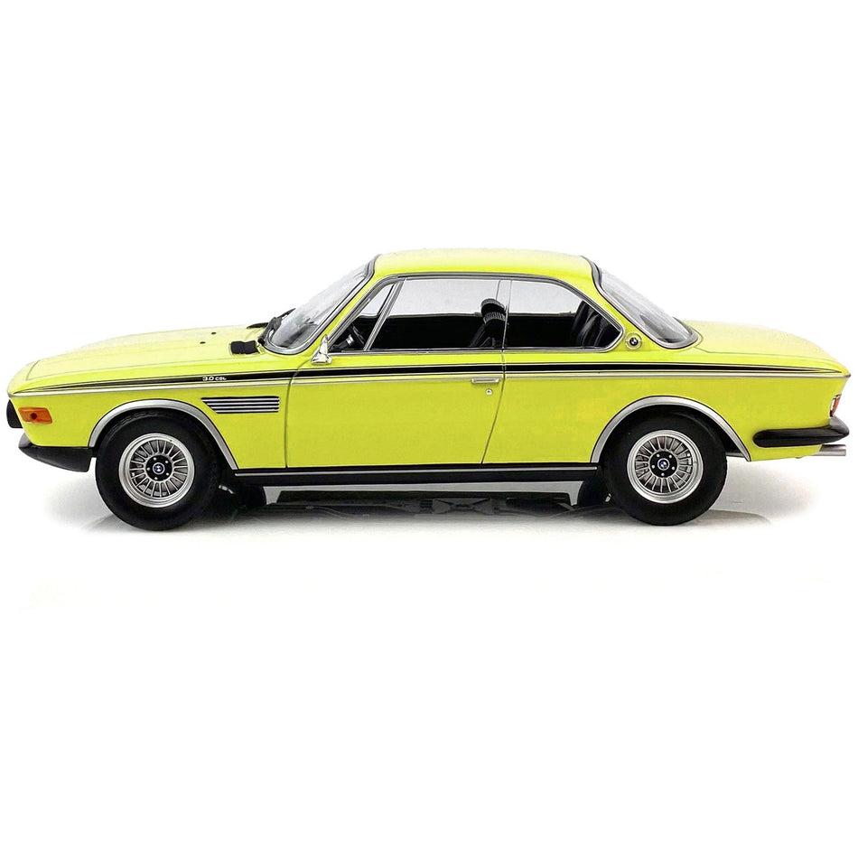 1971 BMW 3.0 CSL Yellow with Black Stripes Limited Edition to 600 pieces Worldwide 1/18 Diecast Model Car by Minichamps