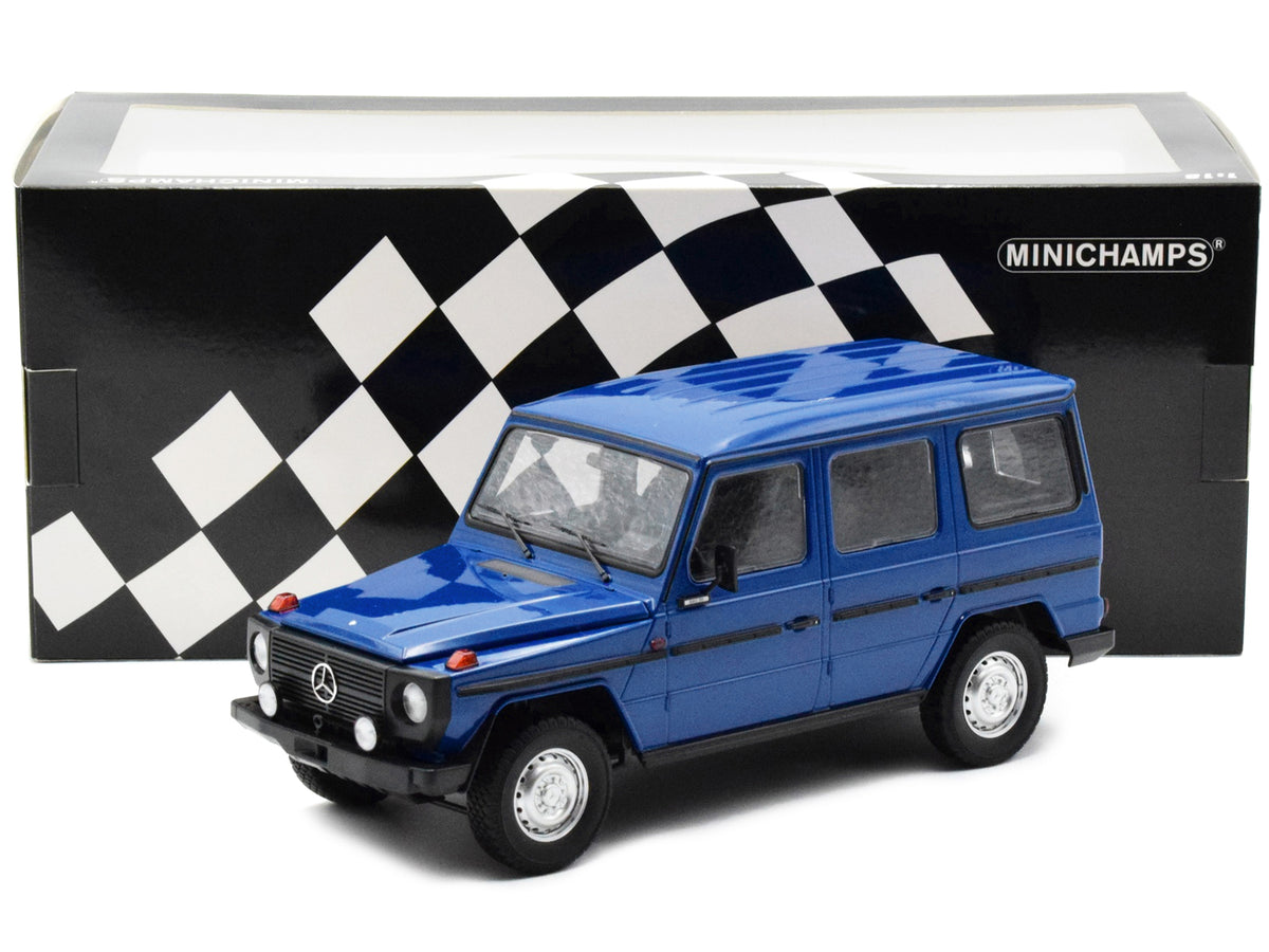 1980 Mercedes-Benz G-Model (LWB) Dark Blue with Black Stripes Limited Edition to 402 pieces Worldwide 1/18 Diecast Model Car by Minichamps - view 4
