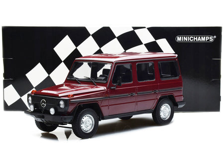 1980 Mercedes-Benz G-Model (LWB) Dark Red with Black Stripes Limited Edition to 402 pieces Worldwide 1/18 Diecast Model Car by Minichamps - view 4