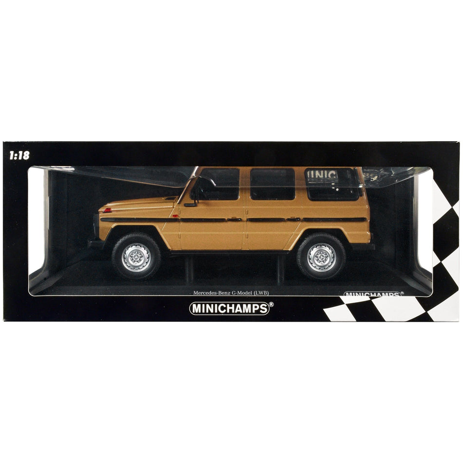 1980 Mercedes-Benz G-Model (LWB) Beige with Black Stripes Limited Edition to 504 pieces Worldwide 1/18 Diecast Model Car by Minichamps