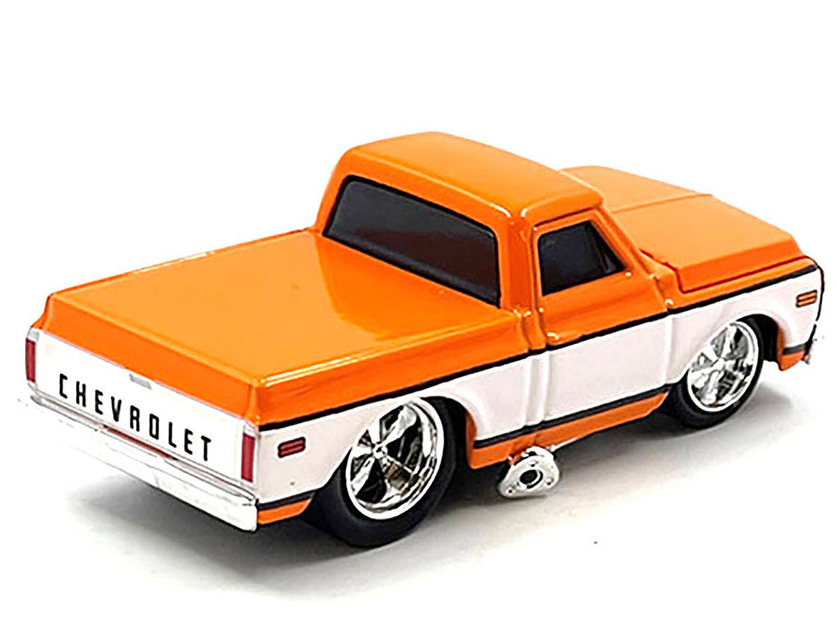 1972 Chevrolet C-10 Pickup Truck Orange and White 1/64 Diecast Model Car by Muscle Machines