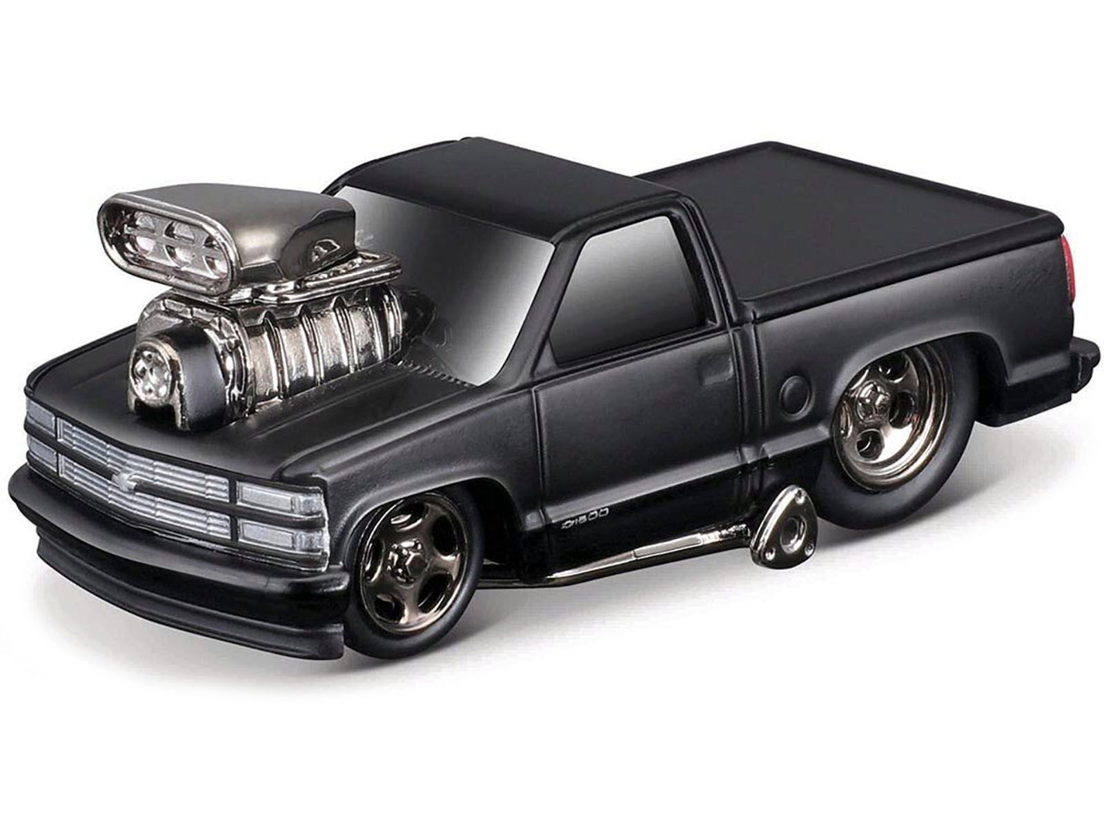 1993 Chevrolet 454 SS Pickup Truck Matt Black "Blackout Edition" 1/64 Diecast Model by Muscle Machines