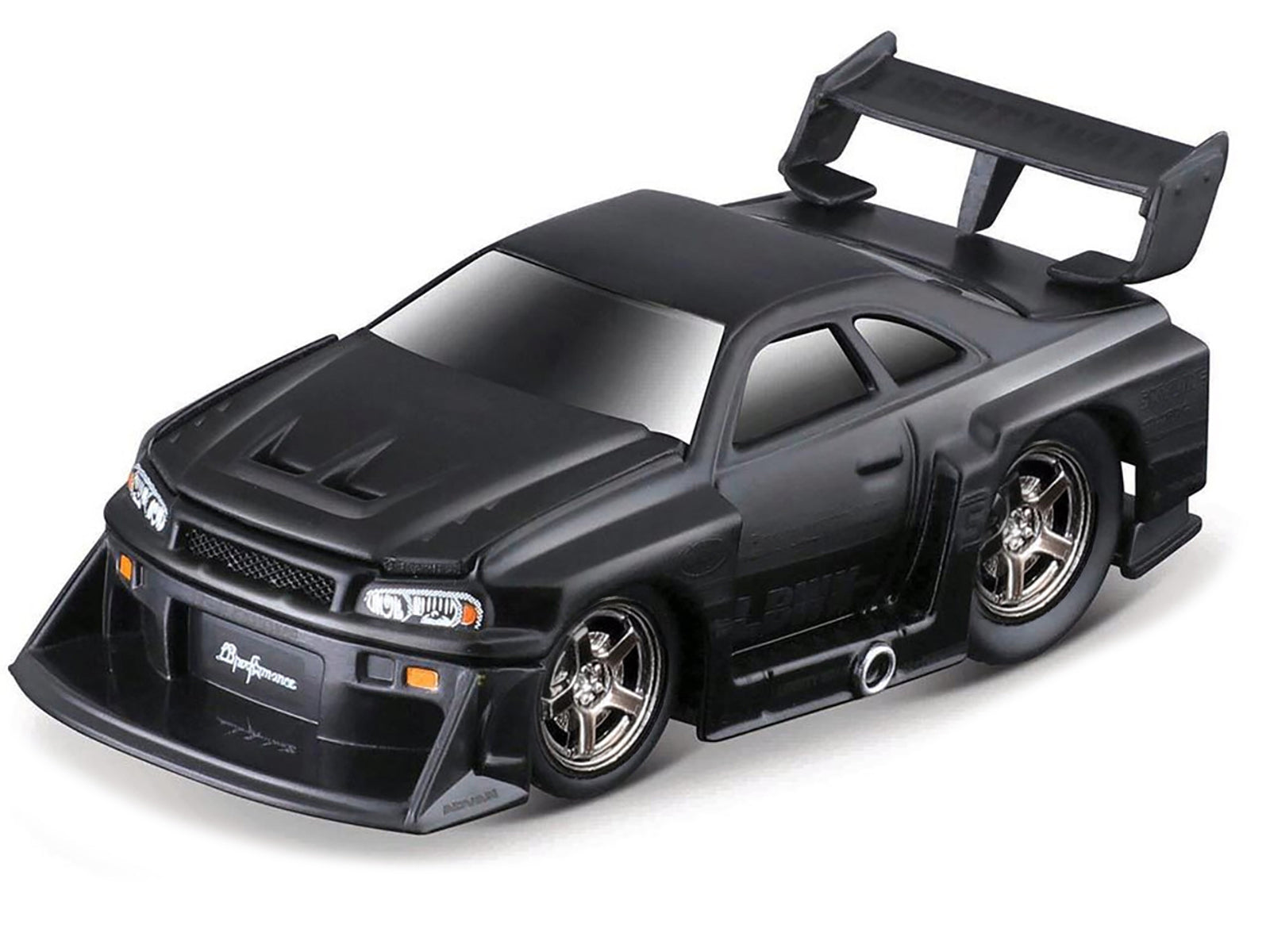 1999 Nissan Skyline GT-R (R34) #5 "Liberty Walk" Matt Black 1/64 Diecast Model Car by Muscle Machines