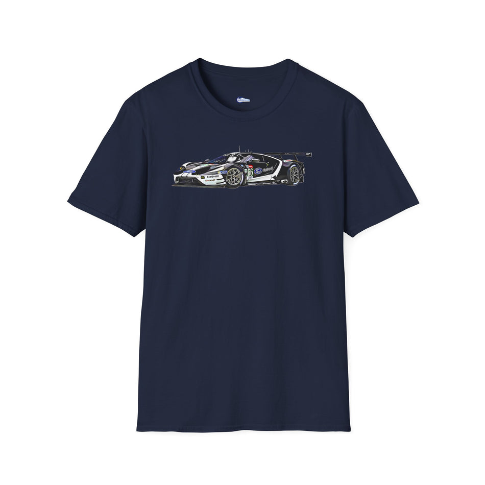Cartoon Art 24 Hours of Le Mans Ford GT Unisex T-Shirt - Racing Enthusiast Apparel