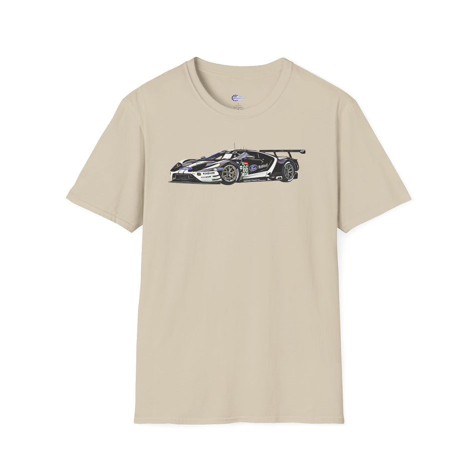 Cartoon Art 24 Hours of Le Mans Ford GT Unisex T-Shirt - Racing Enthusiast Apparel