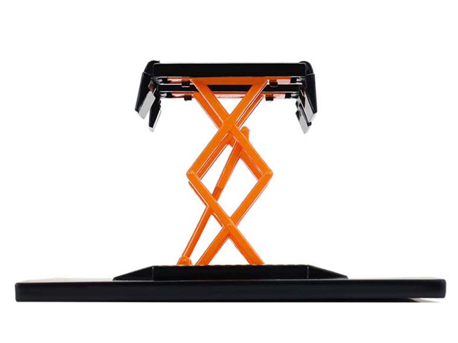 Orange and black scissor lift platform