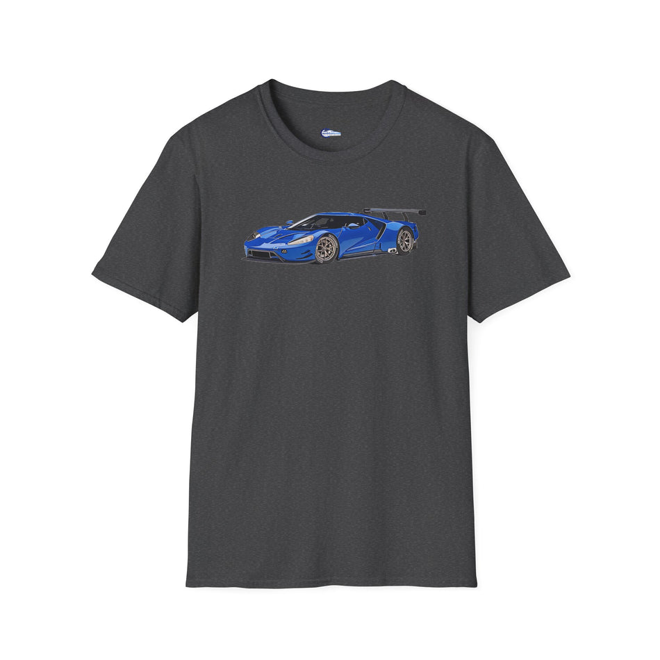 Modern Vector Art Style Blue Ford GT Le Mans Race Car T-Shirt