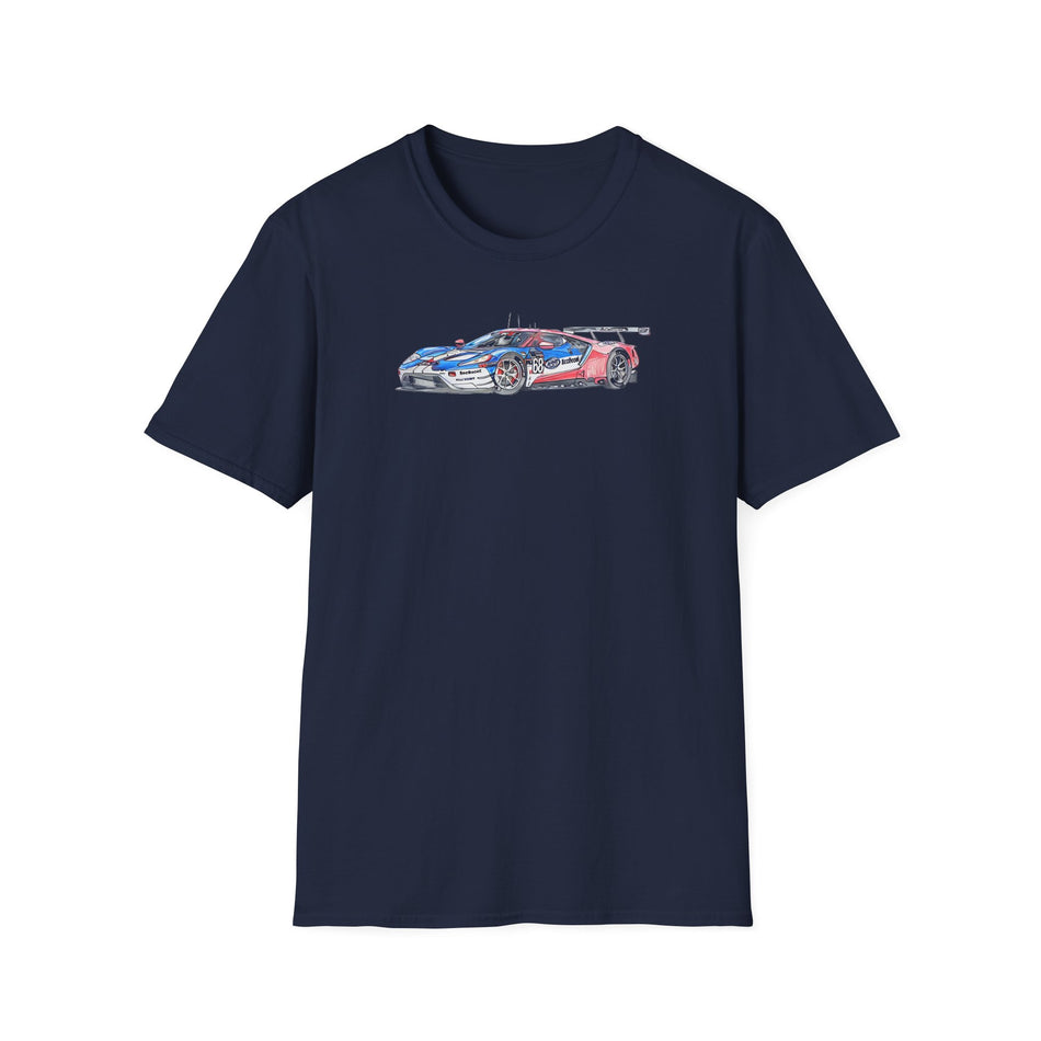 Sketch art T-Shirt - 24H of Le Mans (2019) Ford GT #68 Sebastien Bourdais - Joey Hand - Dirk Muller - Unisex