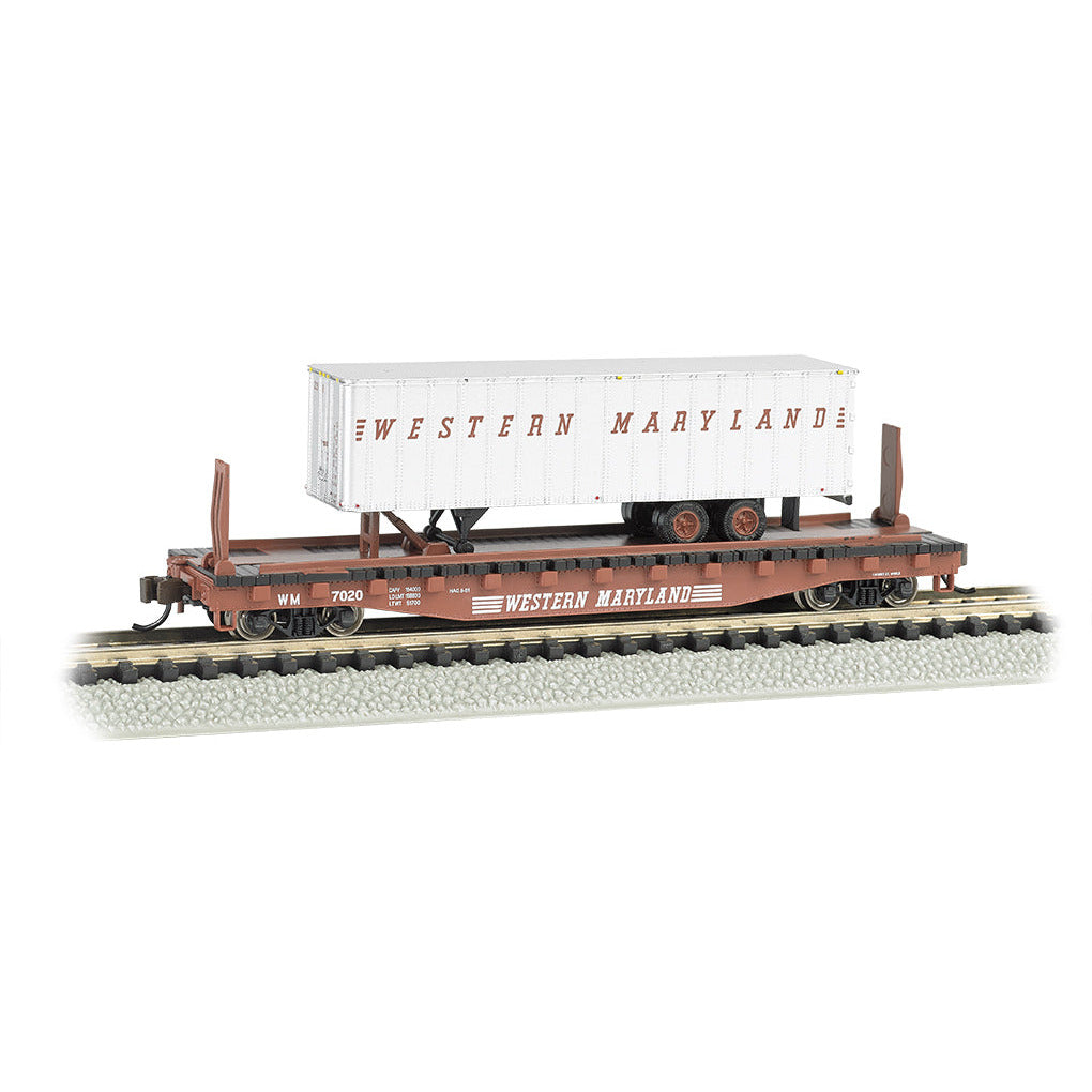 Bachmann Western Maryland® 52ft flat car w/ WM 35ft Trailer