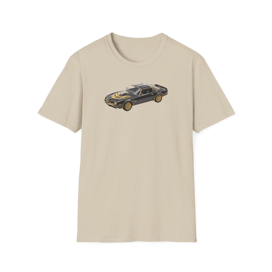 1977 Pontiac Firebird T/A Trans Am Starlite Black with Golden Eagle Hood - Inspired T-Shirt - American Muscle