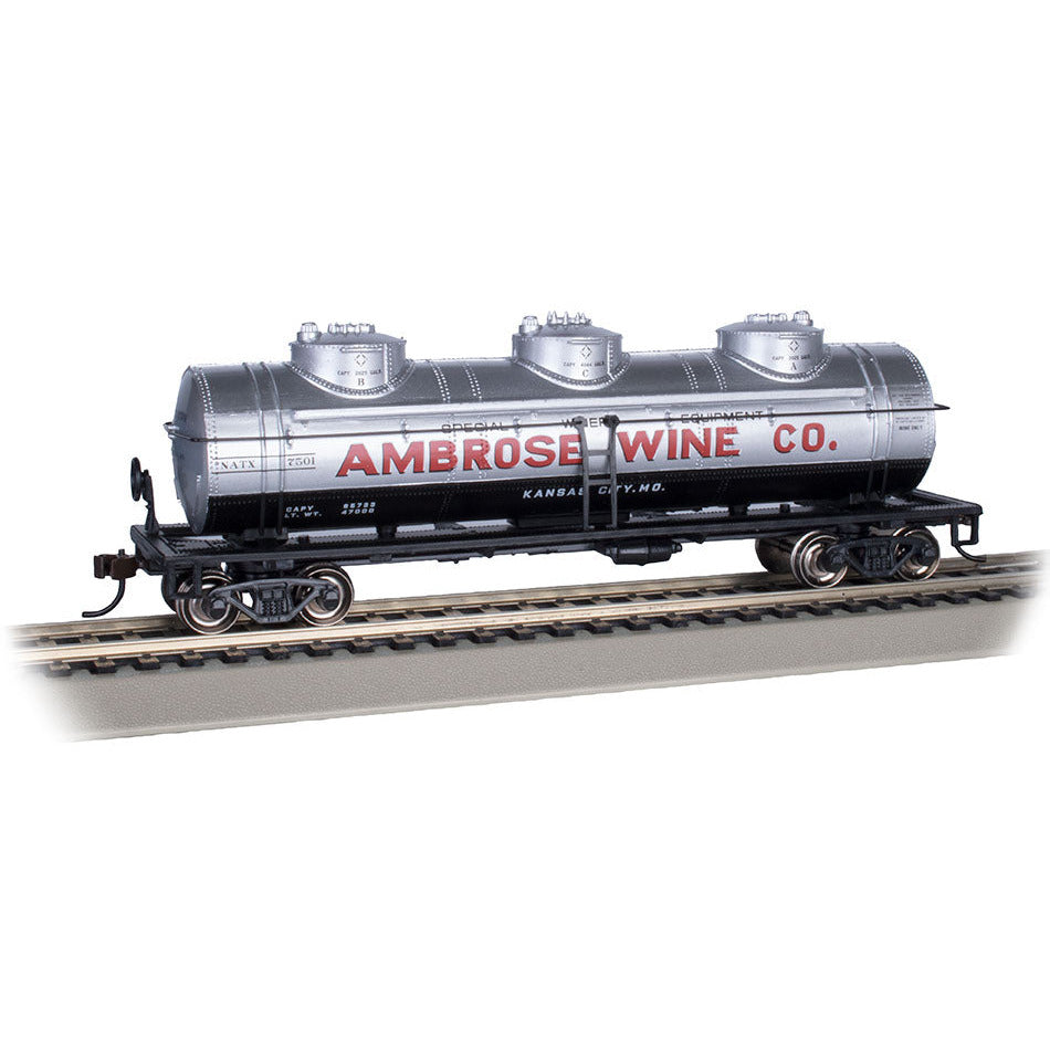 Bachmann Ambrose Wine Co. #7501 - 40' Three-Dome Tank Car (HO Scale)