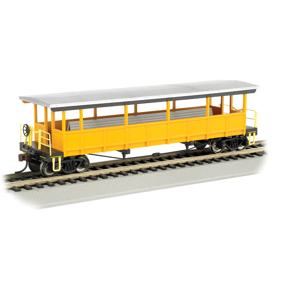 Bachmann Painted Unlettered-Silver/Yellow - Open-Sided Excursion Car (HO)