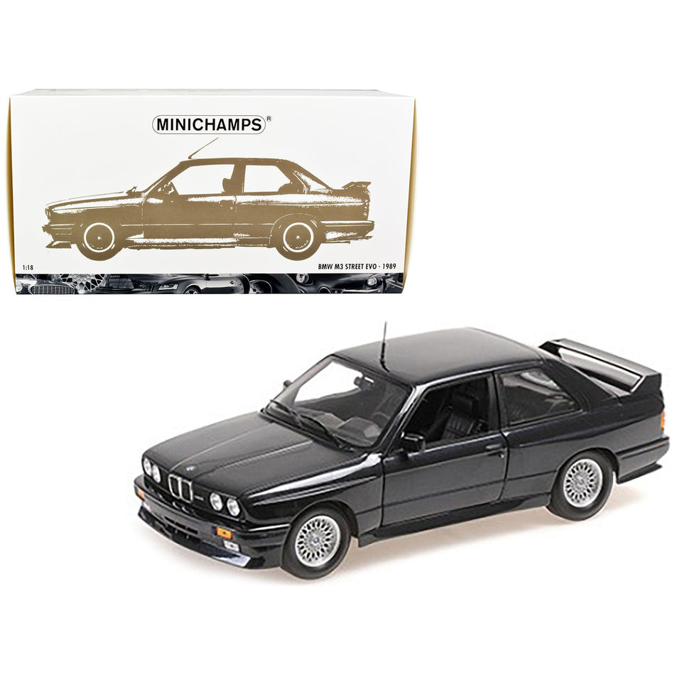 1989 BMW M3 Street EVO Dark Blue Metallic 1/18 Diecast Model Car by Minichamps