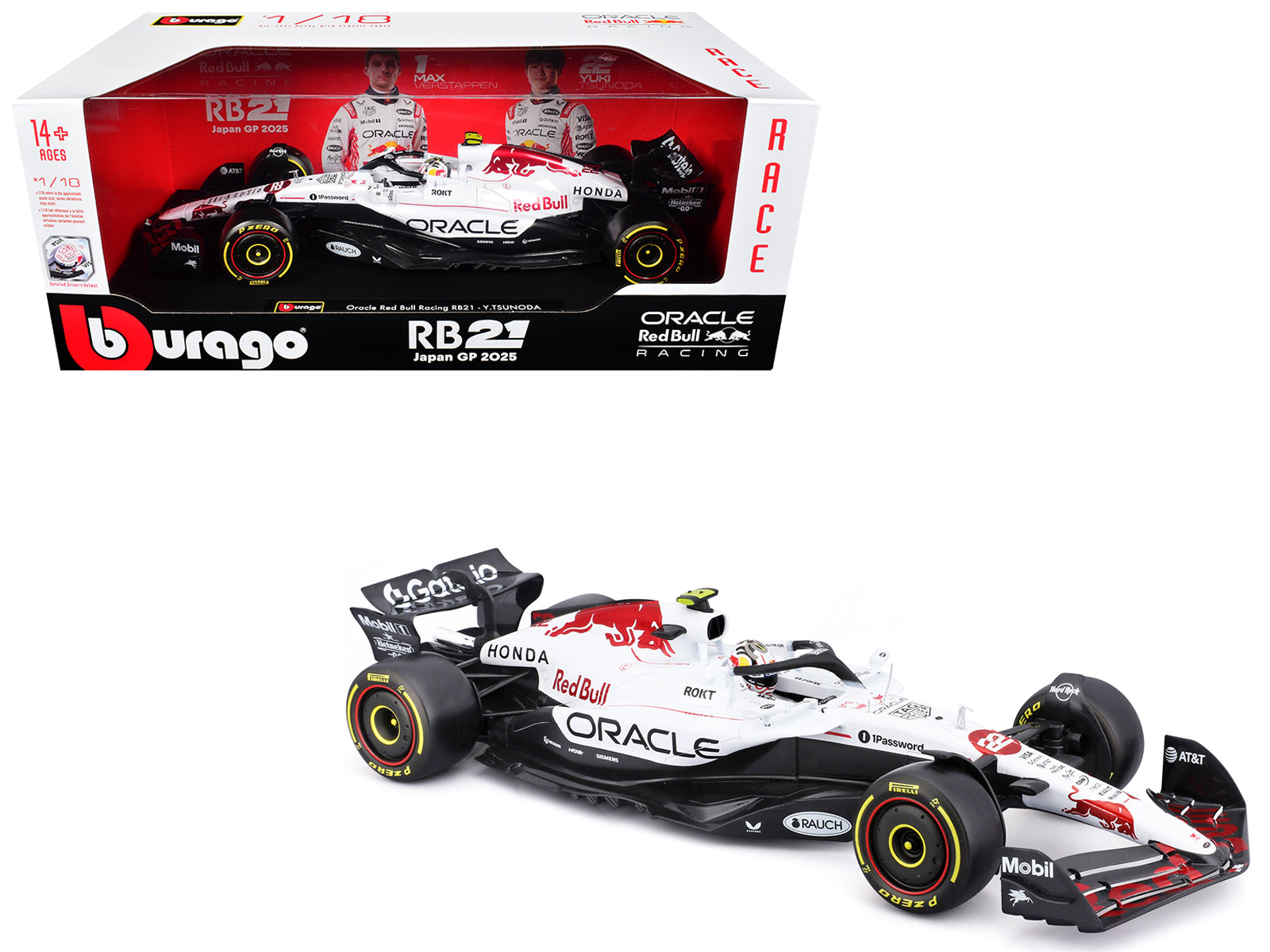 Red Bull Racing RB21 #22 Yuki Tsunoda "Oracle" Formula One F1 "Japanese GP" (2025) "Race" Series 1/18 Diecast Model Car by Bburago