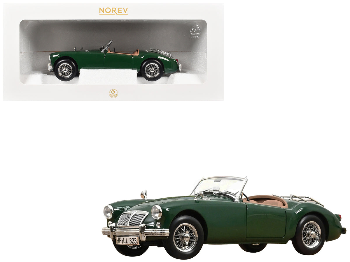 1955 MG MGA Cabriolet British Racing Green 1/18 Diecast Model Car by Norev