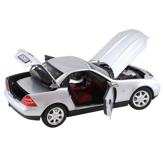 1996 Mercedes-Benz SLK Convertible Brilliant Silver Metallic 1/18 Diecast Model Car by Norev