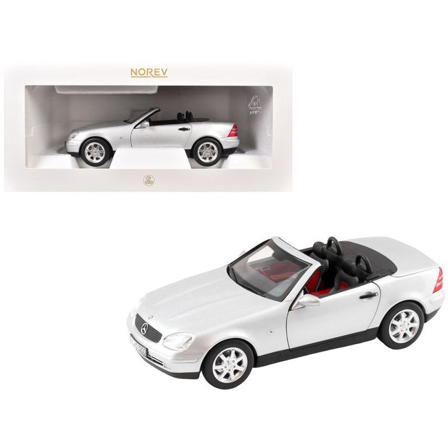 1996 Mercedes-Benz SLK Convertible Brilliant Silver Metallic 1/18 Diecast Model Car by Norev