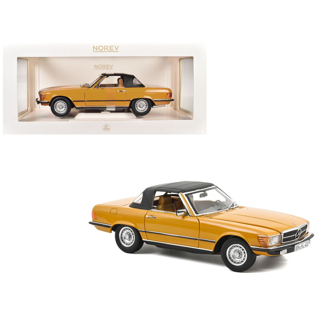 1975 Mercedes-Benz 450 SL Convertible Cayenne Orange with Black Top 1/18 Diecast Model Car by Norev