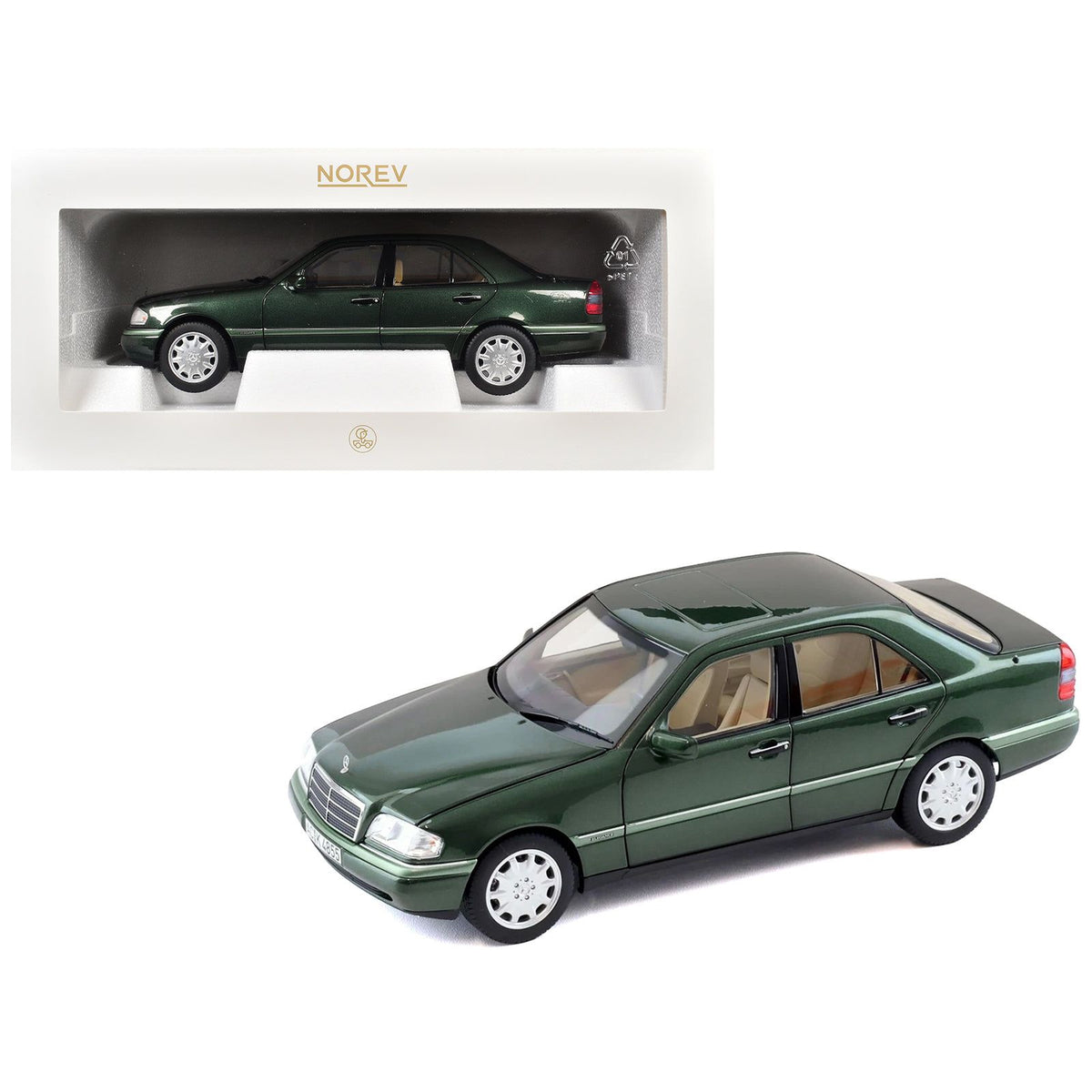 1993 Mercedes-Benz C-Class Malachite Green Metallic 1/18 Diecast Model Car by Norev