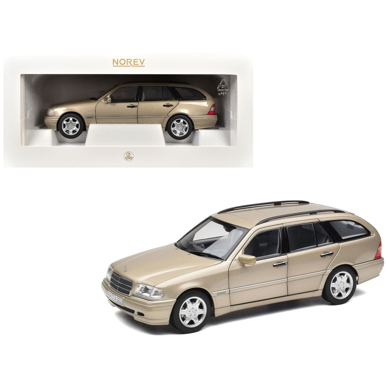 1997 Mercedes-Benz C-Class T-Model Smoke Silver Metallic 1/18 Diecast Model Car by Norev