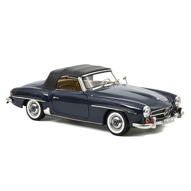 1957 Mercedes-Benz 190 SL Convertible Middle Blue with Black Top 1/18 Diecast Model Car by Norev