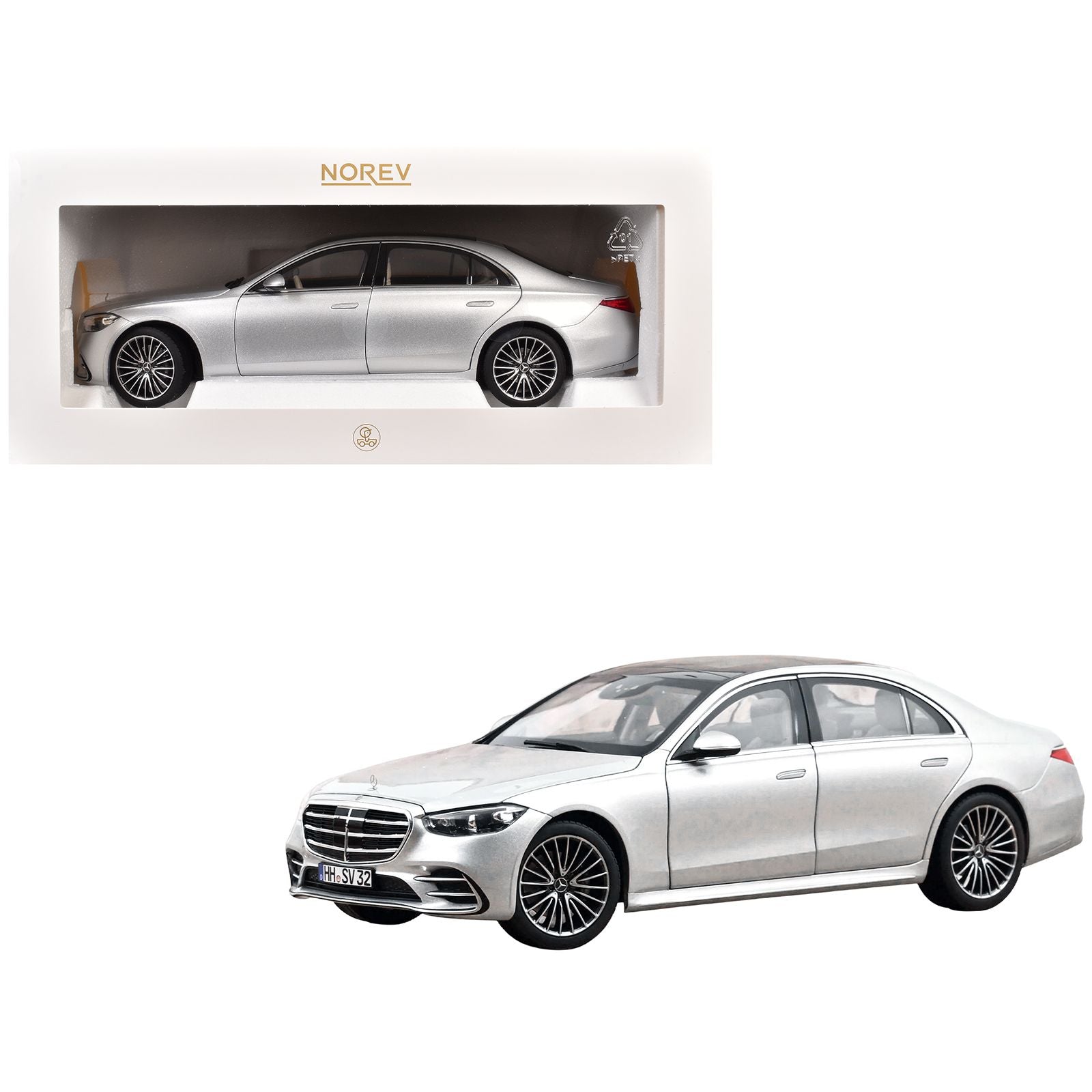 2021 Mercedes-Benz S-Class AMG Line Silver Metallic with Sunroof 1/18 Diecast Model Car by Norev