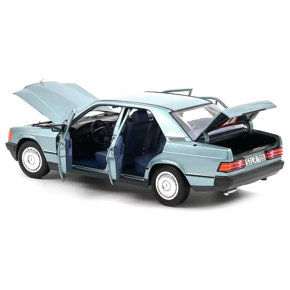 1984 Mercedes-Benz 190 E Light Blue Metallic with Blue Interior 1/18 Diecast Model Car by Norev