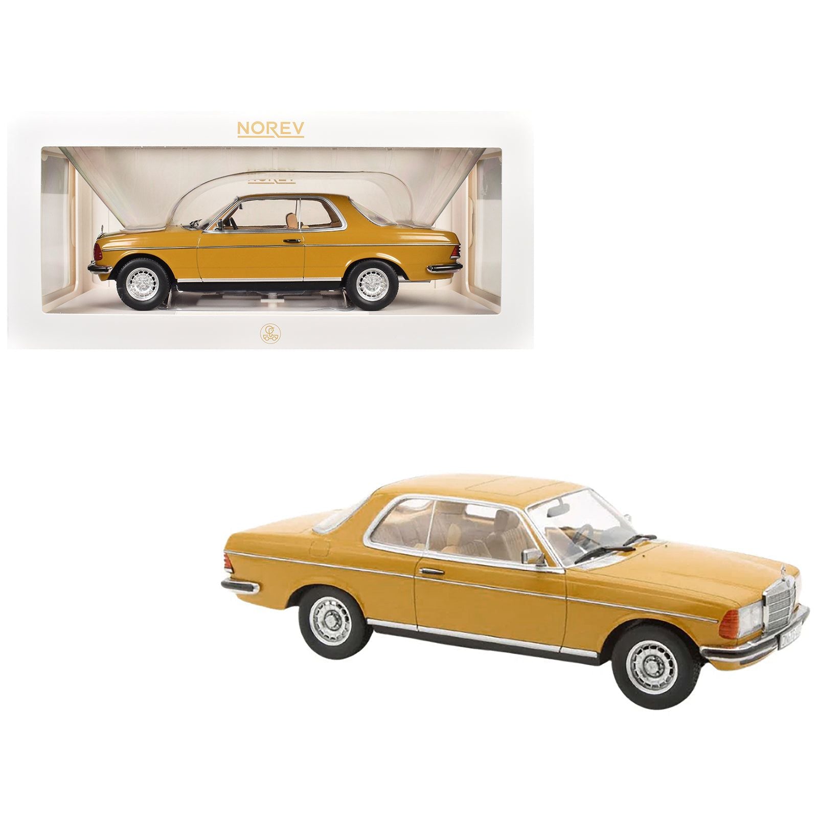 1980 Mercedes-Benz 280 CE Sahara Yellow 1/18 Diecast Model Car by Norev