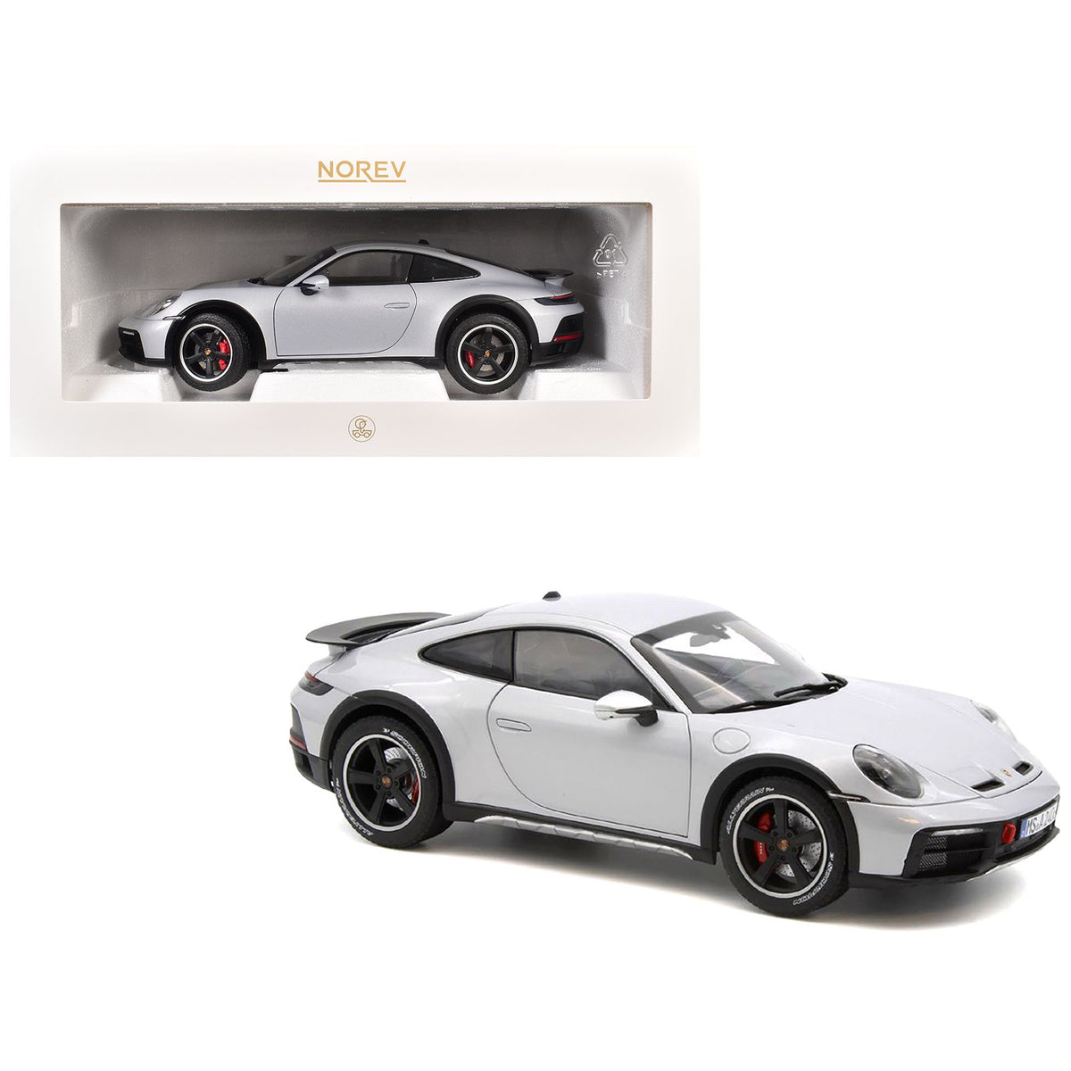 2023 Porsche 911 Dakar Ice Gray Metallic 1/18 Diecast Model Car by Norev