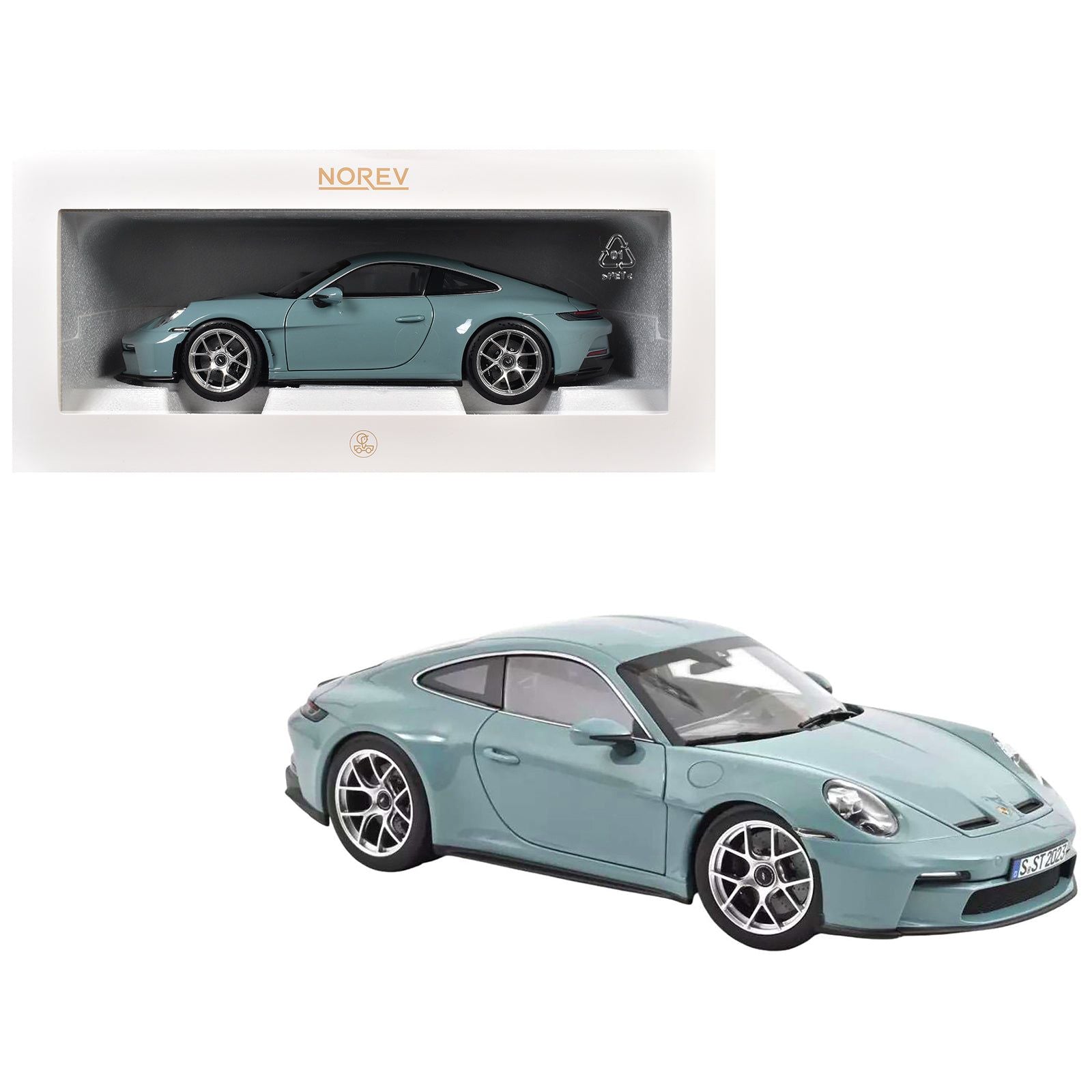 2023 Porsche 911 S/T Meissen Blue 1/18 Diecast Model Car by Norev